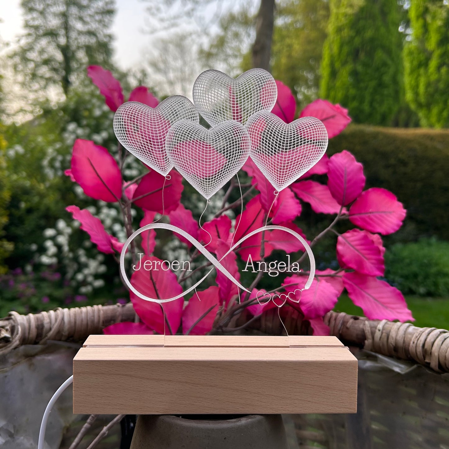 3D hartjes met namen - Led lamp