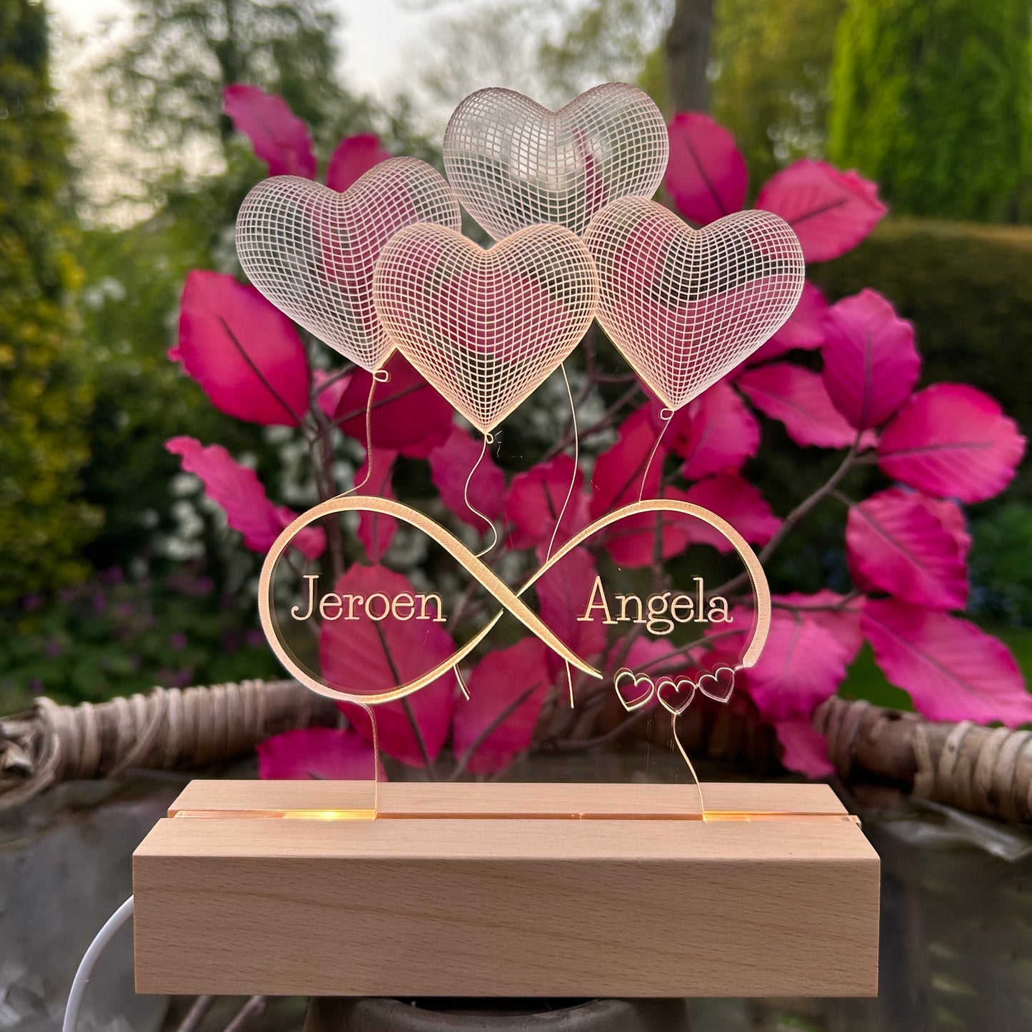 3D hartjes met namen - Led lamp