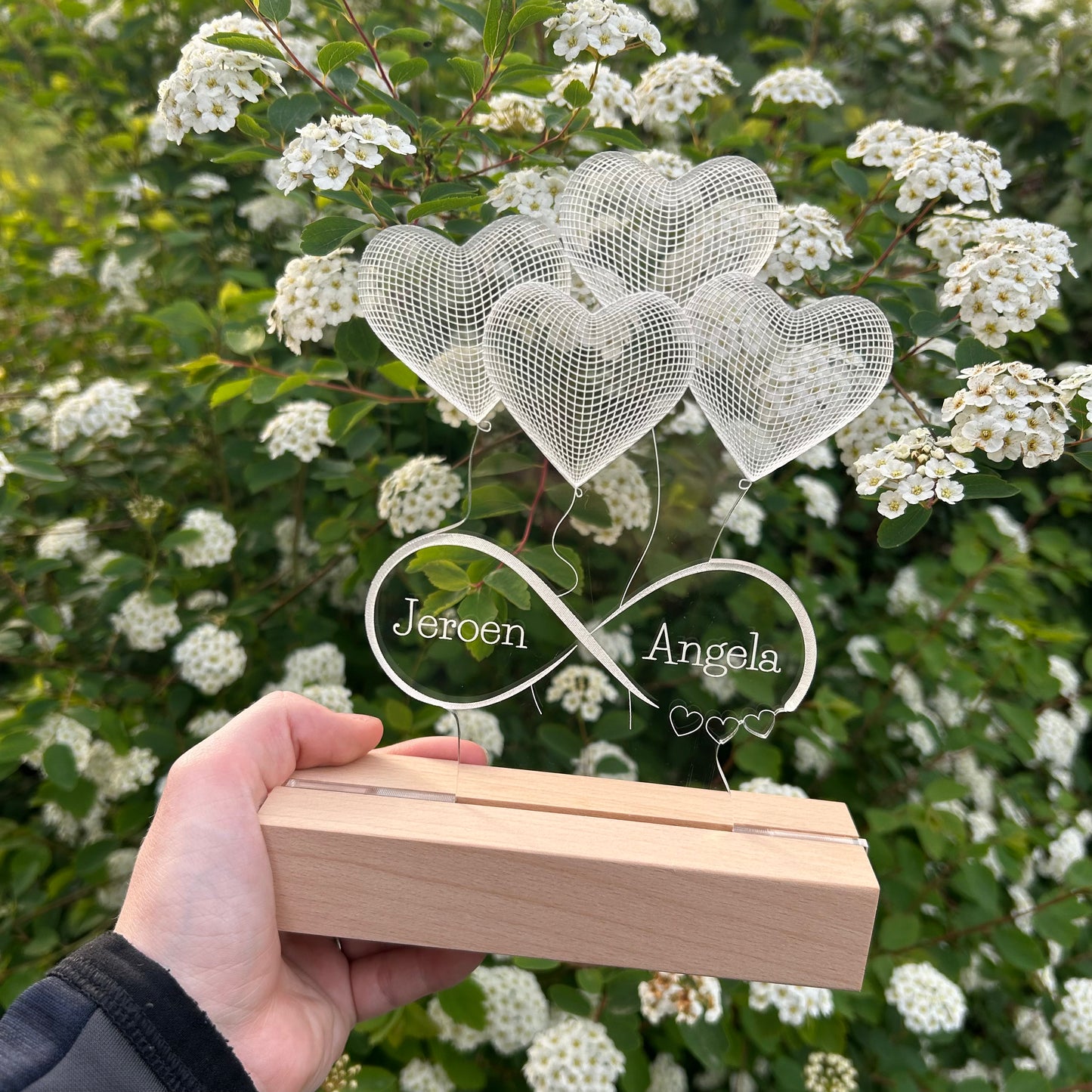 3D hartjes met namen - Led lamp