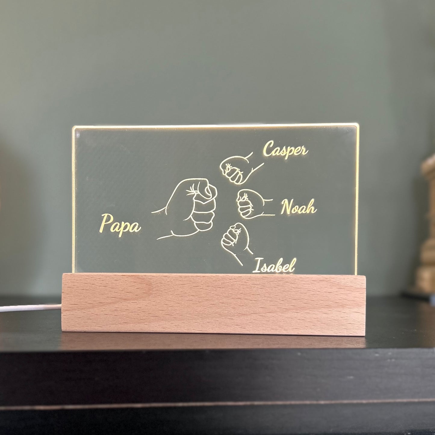 Vaderdag - Led lamp met namen en vuist