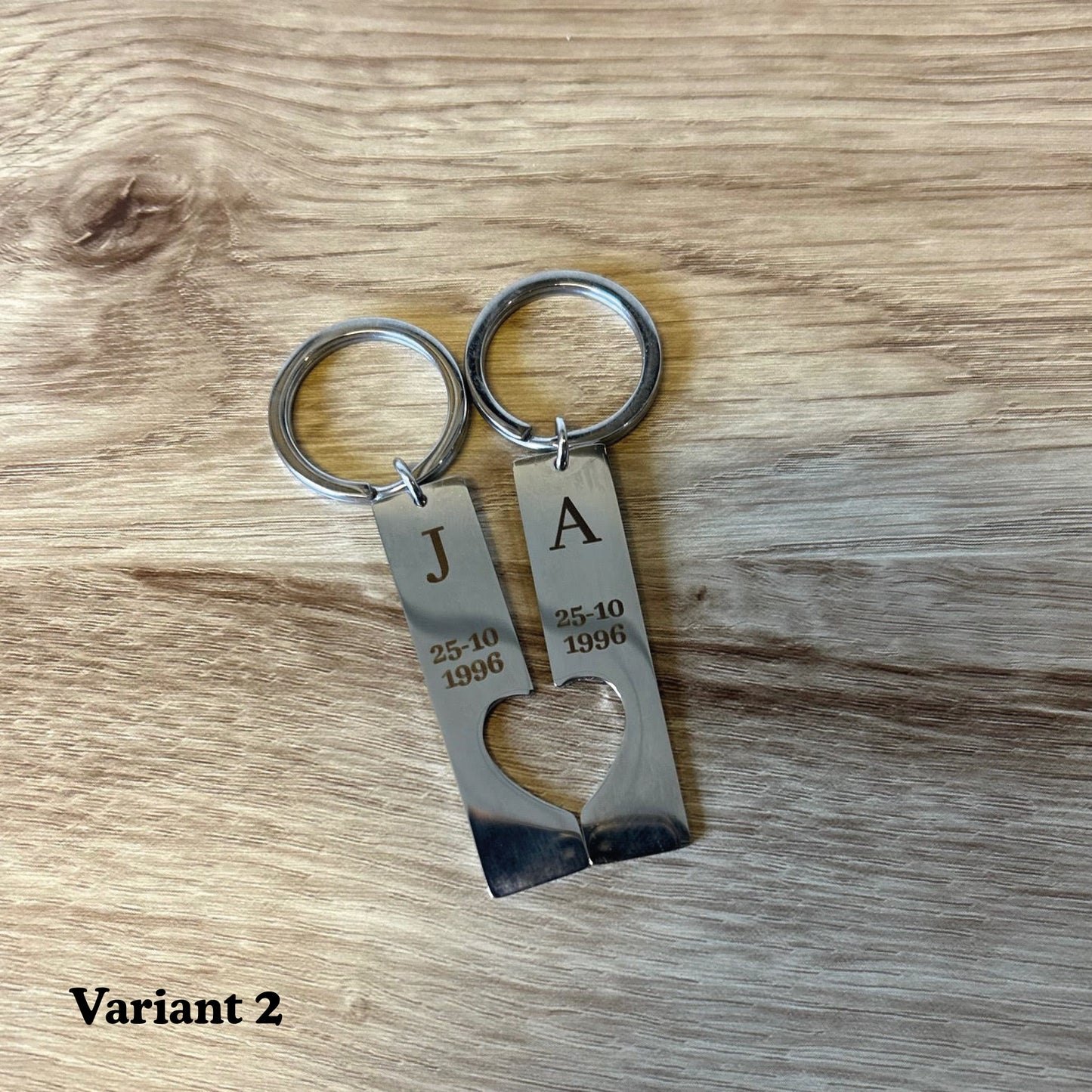 Gepersonaliseerde sleutelhanger met hart (set van 2)