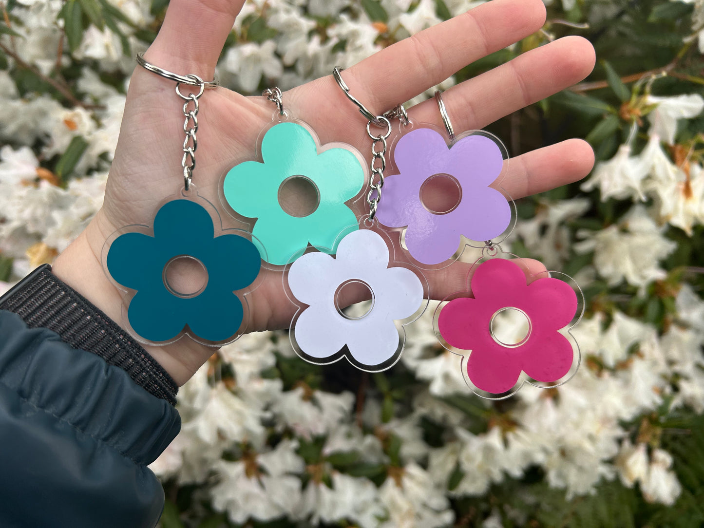 Gekleurde bloem sleutelhanger