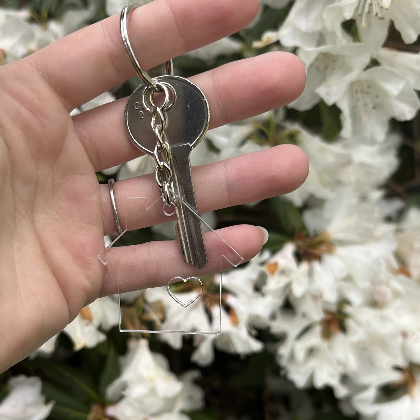 Transparant huisje sleutelhanger