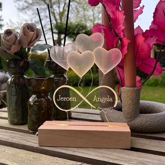 3D hartjes met namen - Led lamp