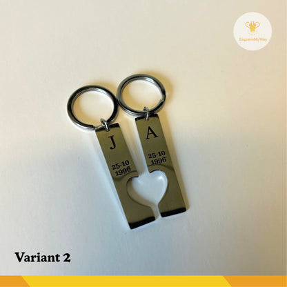 Gepersonaliseerde sleutelhanger met hart (set van 2)