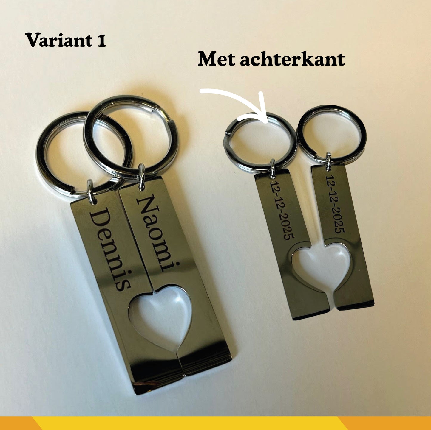 Gepersonaliseerde sleutelhanger met hart (set van 2)