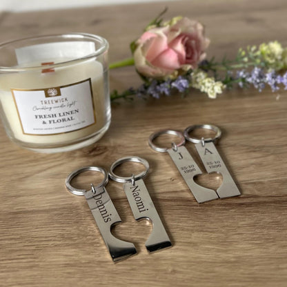 Gepersonaliseerde sleutelhanger met hart (set van 2)